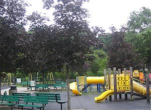 The playground at Christopher Morley provides a variety of activities.