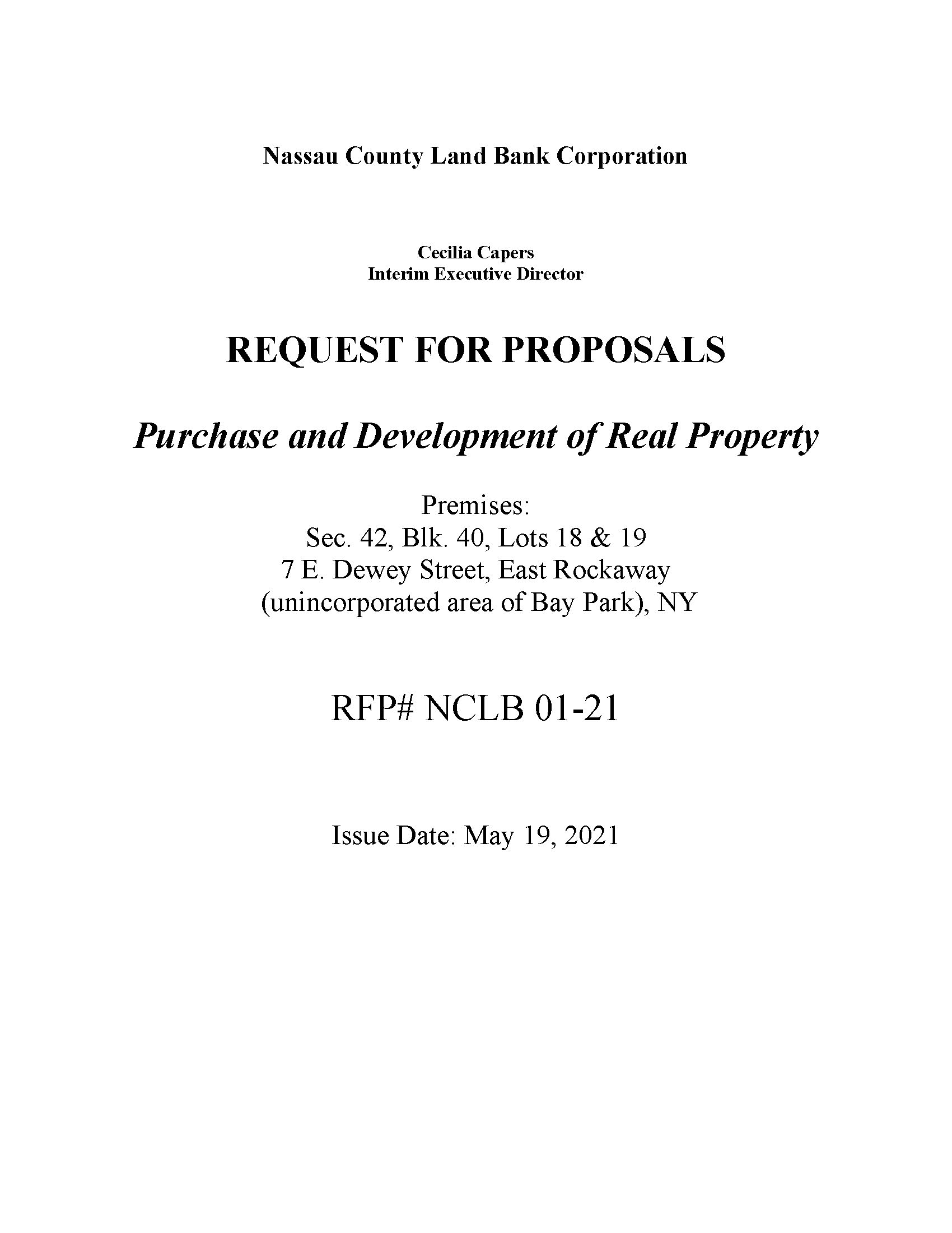 RFP for Purchase and Development of Real Property – Click here to redirect to the full document. Opens in new window