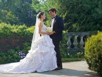 Bride and groom outside