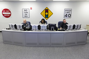 Employees working at desks