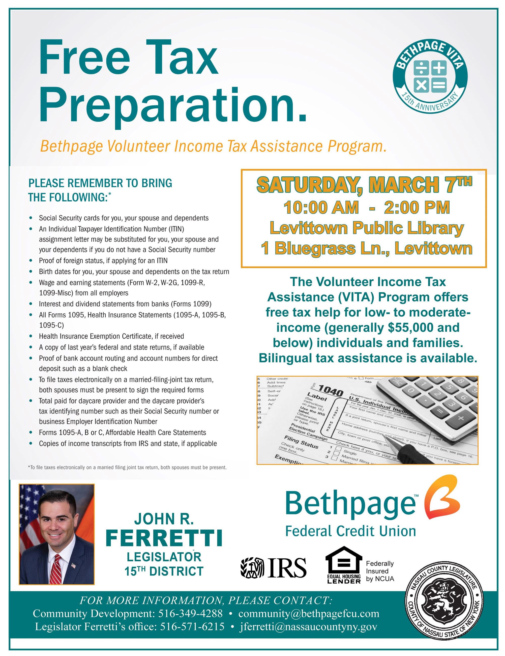 LEGISLATOR FERRETTI AND BETHPAGE FEDERAL