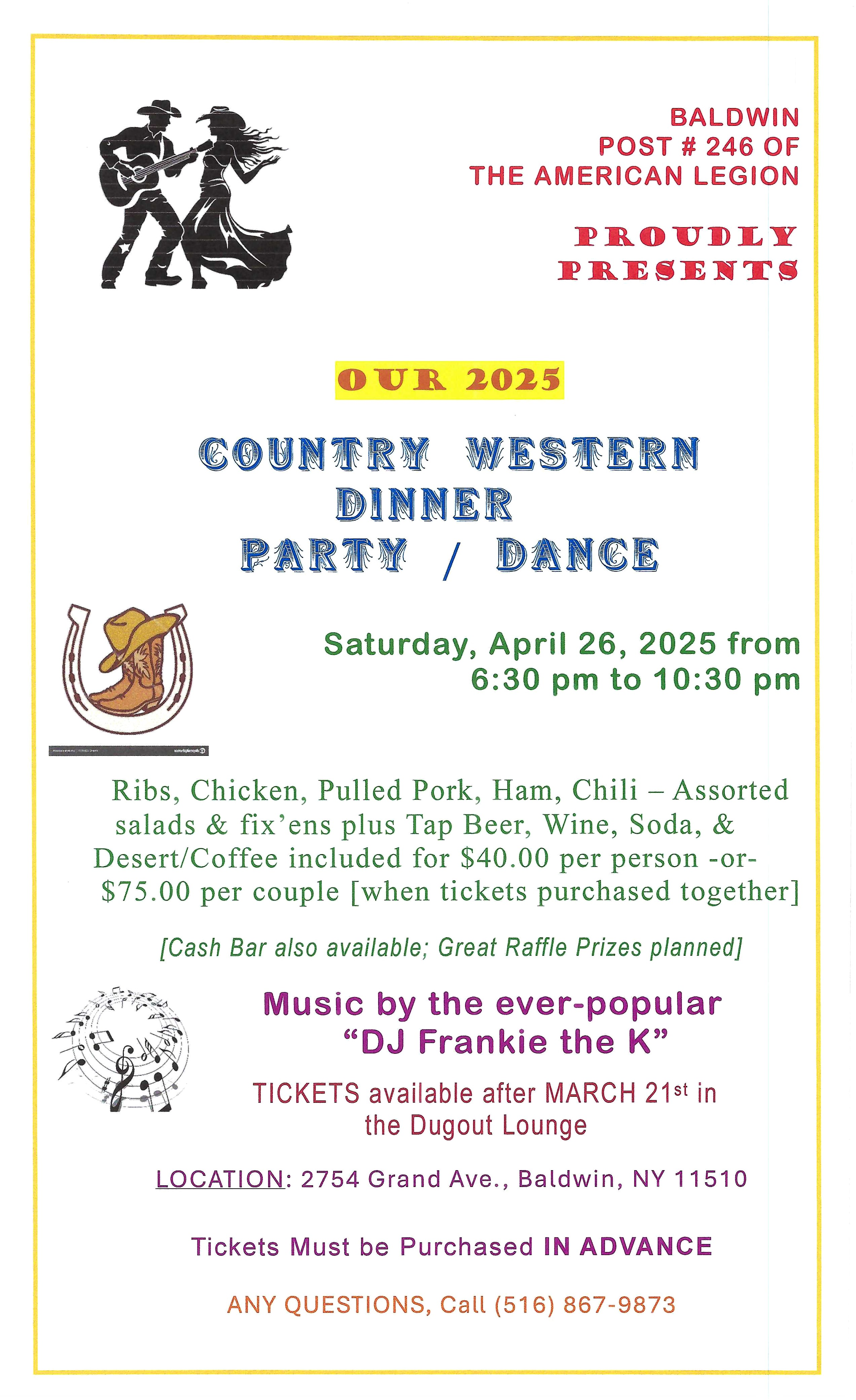 Country Western Dinner Party And Dance