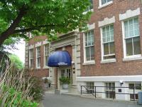 Exterior of brick multistory building